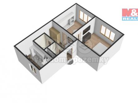 Půdorys 3D | Prodej bytu, 2+1, 57 m²