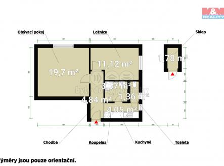 Půdorys.jpg | Pronájem bytu, 2+kk, 42 m²