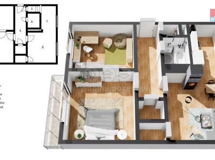 3+1 půdorys Červená.jpg | Prodej bytu, 3+1, 65 m²
