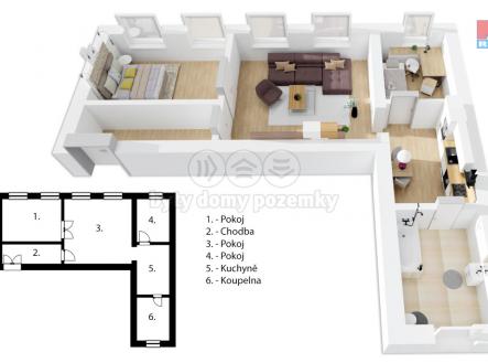 Půdorys | Prodej bytu, 3+1, 71 m²