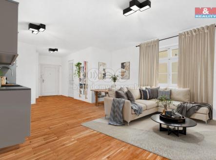 Obývák+ kuchyn_viz.jpeg | Prodej bytu, 2+kk, 52 m²
