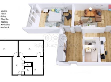 Půdorys | Prodej bytu, 2+1, 60 m²