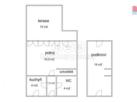 Půdorys upravený.jpg | Pronájem - chata/rekreační objekt, 40 m²
