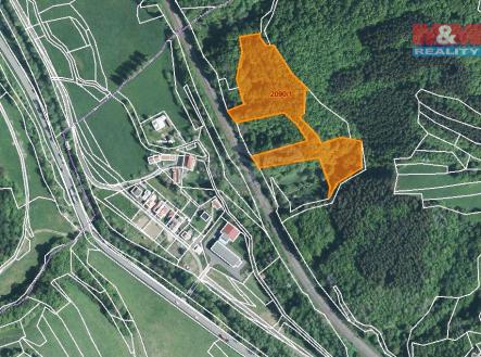 mapka | Prodej - pozemek, les, 11 283 m²