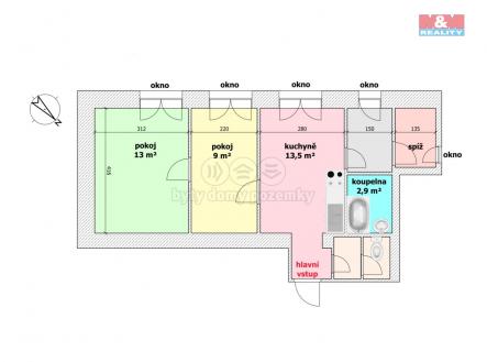 půdorys.jpg | Pronájem bytu, 2+1, 48 m²