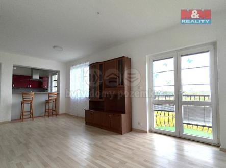 Obývací pokoj s kk.jpg | Pronájem bytu, 2+kk, 57 m²