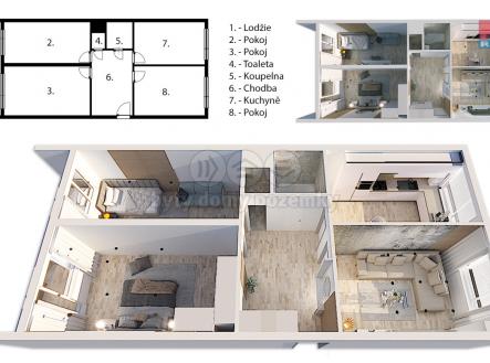 plánek | Prodej bytu, 3+1, 68 m²