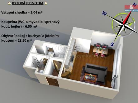 3D.jpg | Pronájem bytu, 1+kk, 37 m²