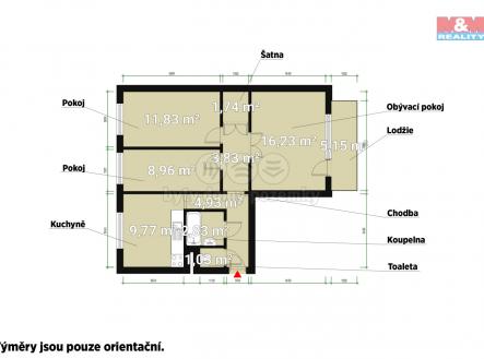 Půdorys.jpg | Pronájem bytu, 3+1, 61 m²