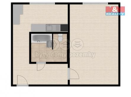 2D půdorys | Pronájem bytu, 1+1, 40 m²