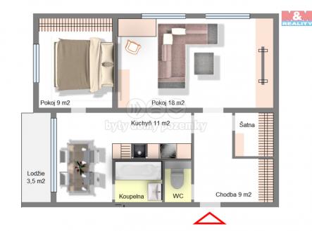 Prodej bytu 2+1 v Děčíně-Březiny | Prodej bytu, 2+1, 52 m²