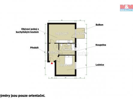Půdorys.jpg | Pronájem bytu, 2+kk, 53 m²