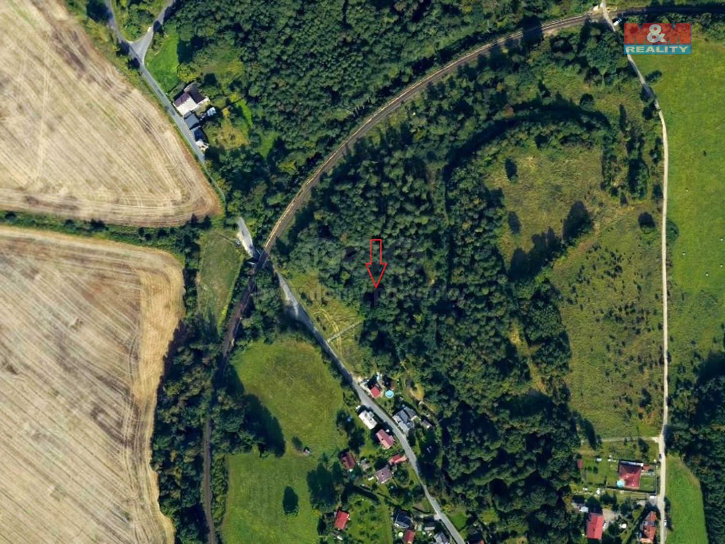 pohled na pozemek