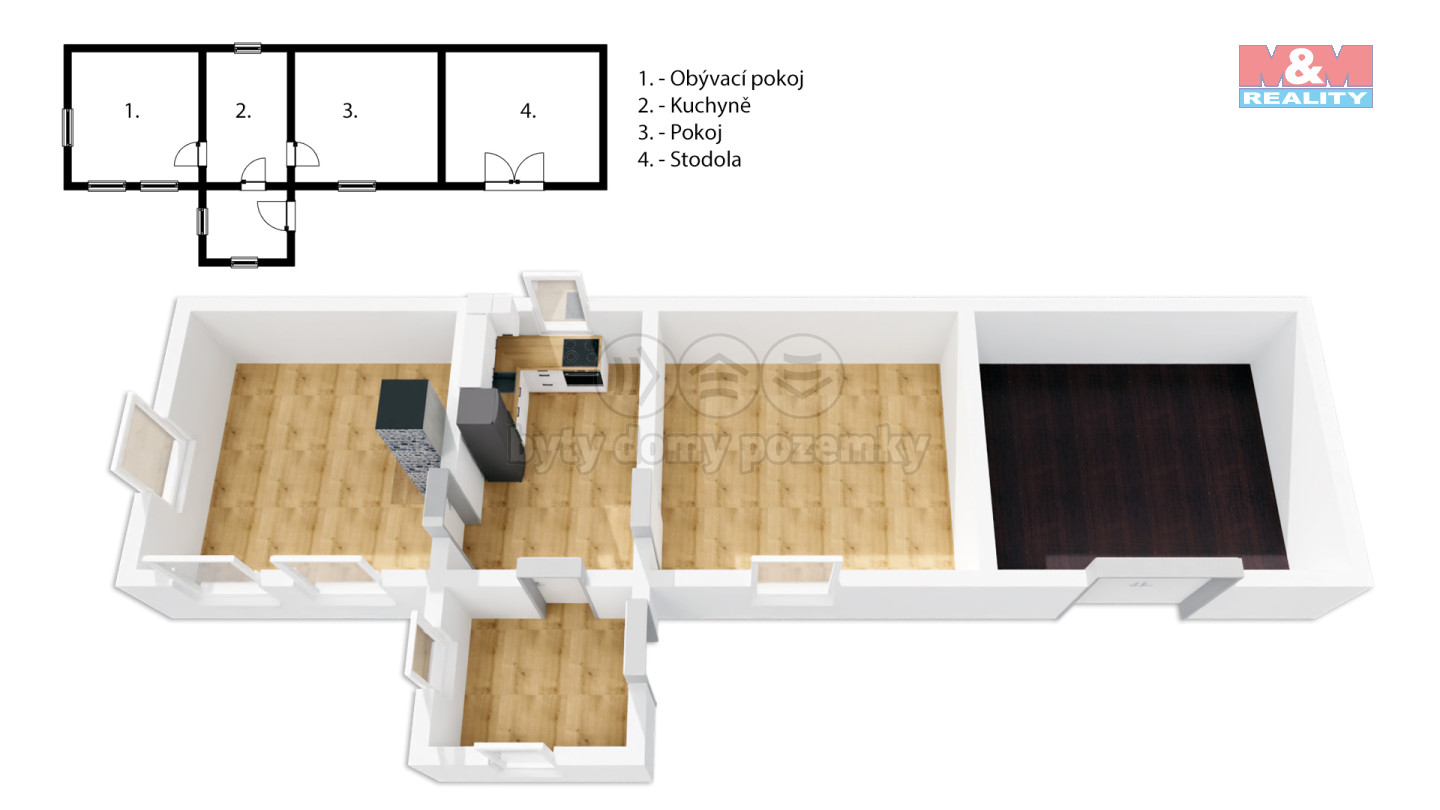 Prodej chalupy, 67 m², Chlístovice - Vernýřov
