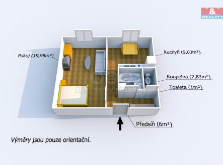 Půdorys.jpg | Pronájem bytu, 1+1, 40 m²