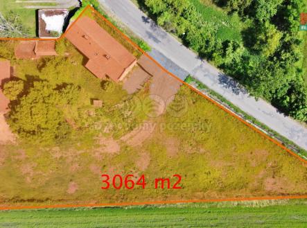 pozemek s hranici.jpg | Prodej - pozemek pro bydlení, 3 064 m²