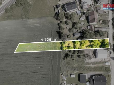 Letecký pohled na pozemek | Prodej - pozemek pro bydlení, 1 726 m²