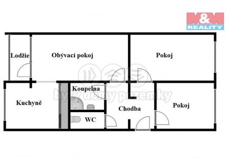 Půdorys | Pronájem bytu, 3+1, 72 m²