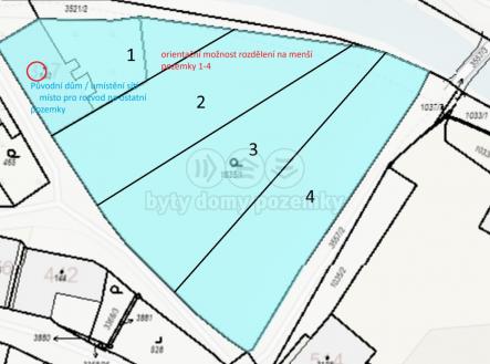 Dělení na menší pozemky.jpg | Prodej - pozemek pro bydlení, 4 130 m²