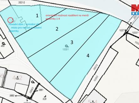 Dělení na menší pozemky.jpg | Prodej - pozemek pro bydlení, 4 130 m²