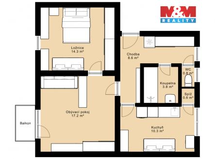 pudorys.jpg | Prodej bytu, 2+1, 62 m²