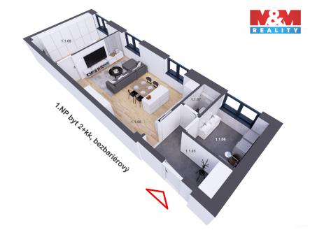 Prodej bytu 2+kk, 61 m2, Praha Holyně | Prodej bytu, 2+kk, 61 m²