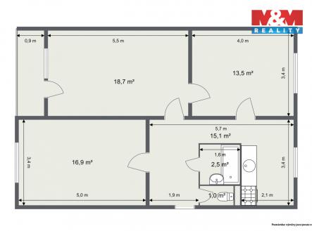 2D Floor Plan.jpg | Prodej bytu, 3+1, 68 m²