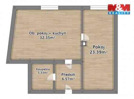 rozměry.jpg | Pronájem bytu, 2+kk, 67 m²