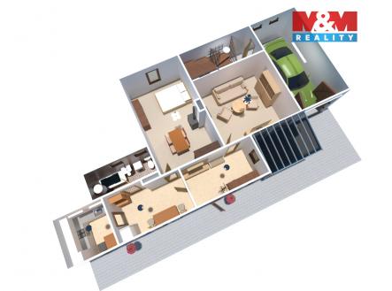 3D 1.NP A.jpg | Prodej - chata/rekreační objekt, 68 m²