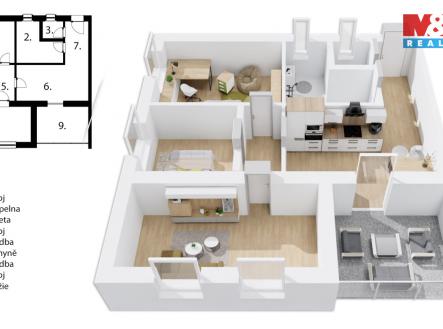 půdorys__ 3D.jpg | Prodej bytu, 3+1, 58 m²