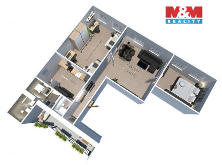 půdorys | Pronájem bytu, 3+1, 92 m²