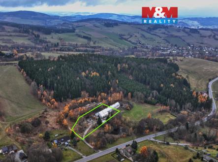 náhled na pozemek z dronu | Prodej - pozemek pro komerční výstavbu, 5 839 m²