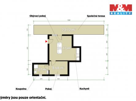 Půdorys.jpg | Pronájem bytu, 2+kk, 37 m²