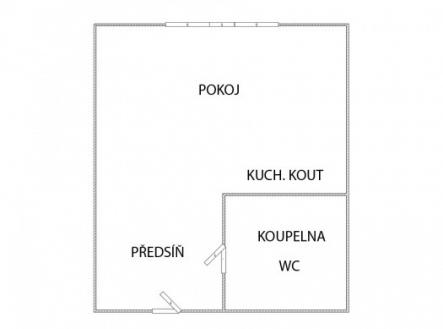 půdorys | Pronájem bytu, 1+kk, 20 m²