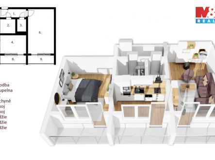 půdorys (1).jpg | Pronájem bytu, 2+1, 54 m²