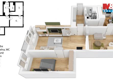 půdorys (1).jpg | Pronájem bytu, 3+1, 69 m²