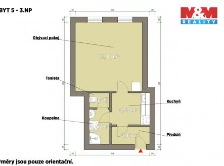 pudorys.jpg | Pronájem bytu, 1+1, 34 m²