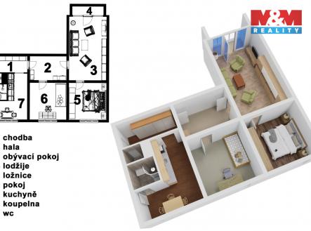 půdorys.jpg | Pronájem bytu, 3+1, 73 m²
