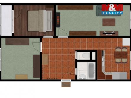 2D půdorys | Prodej bytu, 3+1, 71 m²