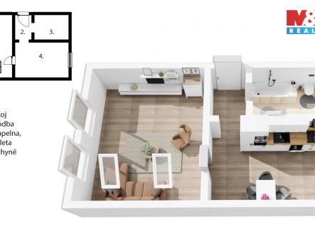 Půdorys, 8.jpg | Pronájem bytu, 1+1, 39 m²