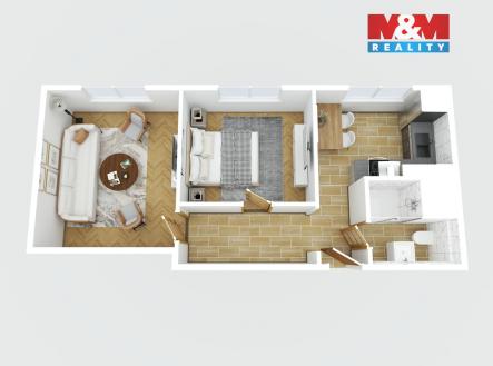 pudorys_3D.png | Prodej bytu, 2+1, 44 m²