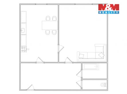 pudorys 1a1 tr budovatelu.jpg | Pronájem bytu, 1+1, 36 m²