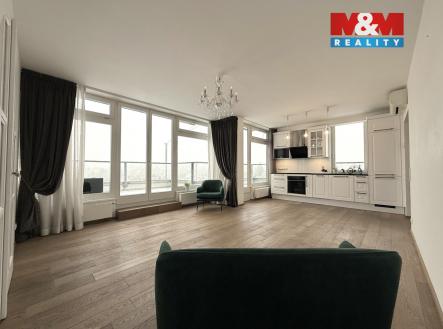 Obývací pokoj s kuchyní | Pronájem bytu, 3+kk, 91 m²