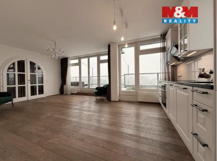 Obývací pokoj s kuchyní | Pronájem bytu, 3+kk, 91 m²