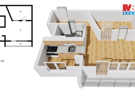 půdorys (1).jpg | Pronájem bytu, 2+kk, 43 m²