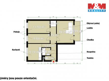 Půdorys.jpg | Pronájem bytu, 3+1, 61 m²