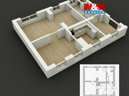 3D půdorys | Prodej bytu, 2+1, 72 m²
