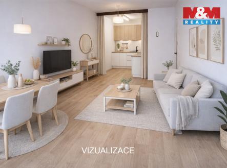 Vizualizace obývák od okna VIZUALIZACE.jpg | Prodej bytu, 2+kk, 48 m²