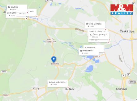 Mapa okoli | Prodej - pozemek, zahrada, 725 m²