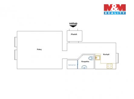 Půdorys.jpg | Pronájem bytu, 1+1, 35 m²